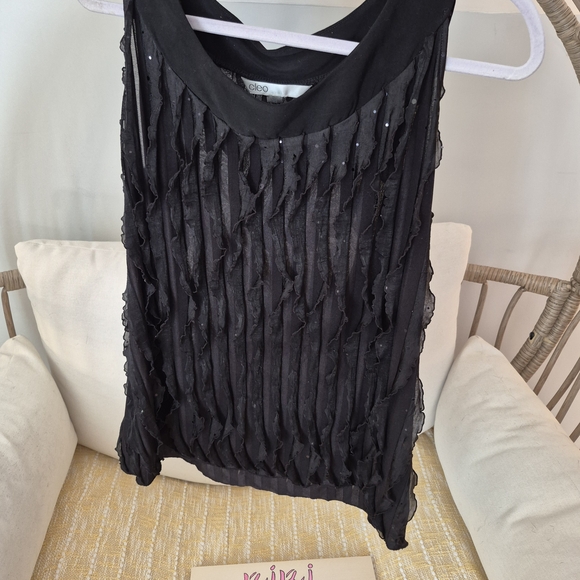 cleo Tops - Cleo Black Textured Women Tank Top